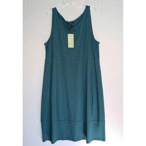 Eileen Fisher Sleeveless Dress Wide Neck Lagoon Stretch Jersey Size XL